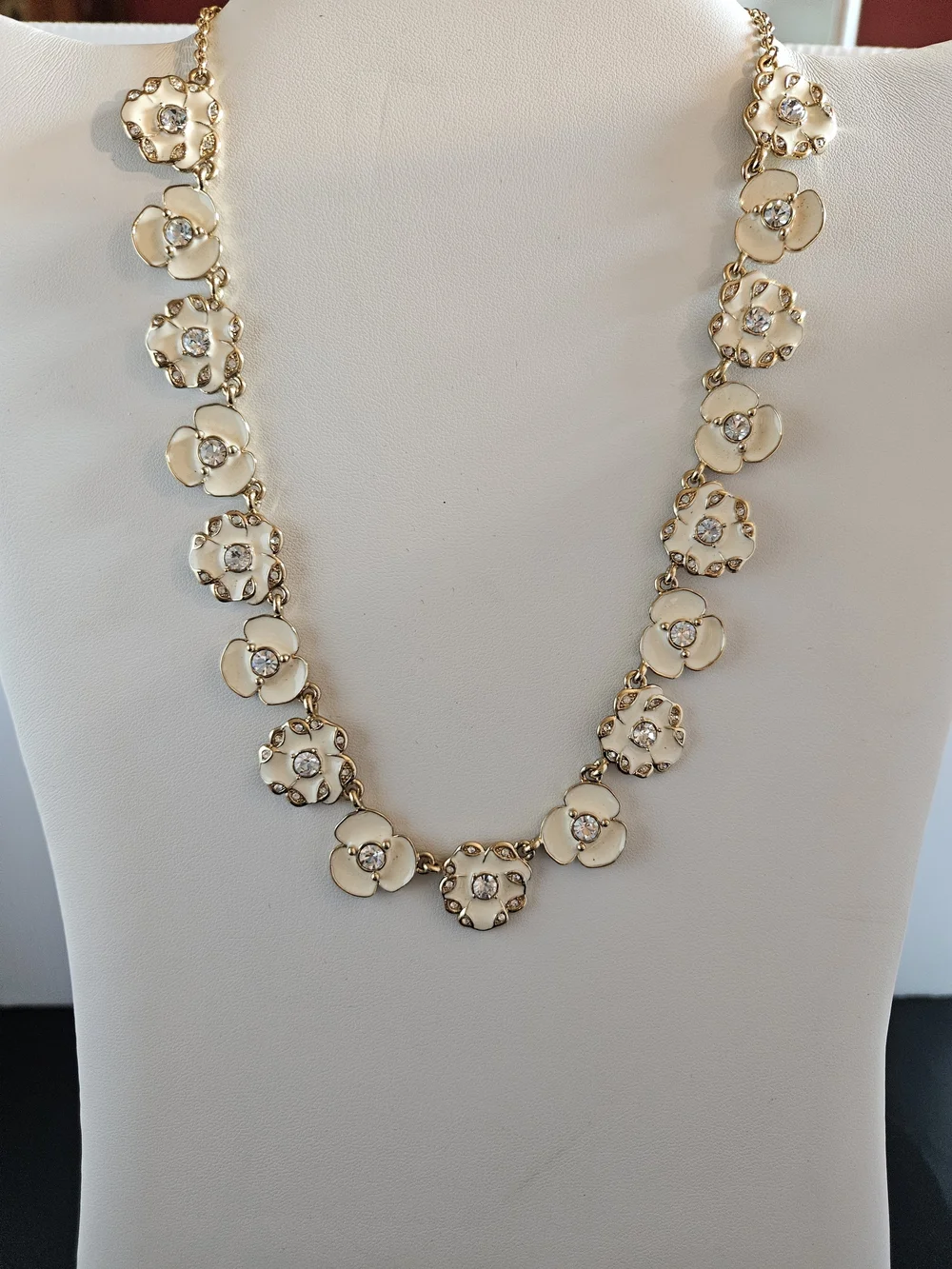 Kate Spade New York Gold-Tone Cream Floral Crystal Station Necklace